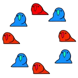 🤓 vogels, papegaai, cirkel, blauw, rood, dier whatsapp sticker