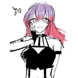 🖤 Anime, Femme, Fille, Personnage, Art numérique, Dessin telegram sticker