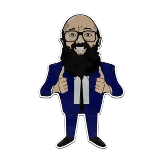 👍 남자, 수염, 정장, 엄지척, 만화, 스티커 telegram sticker
