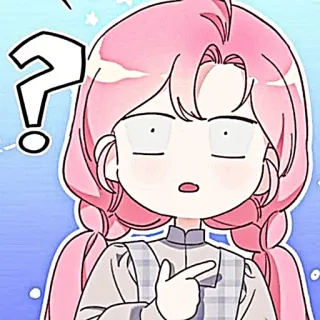 🌸 pertanyaan, bingung, kartun, anime, berpikir, gadis, rambut merah muda telegram sticker