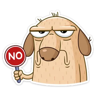 😐 NO dog, no, prohibition, animal, cartoon, sign telegram sticker