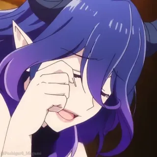 🤍 Anime, Dämon, Müde, Hörner, Lila Haare telegram sticker