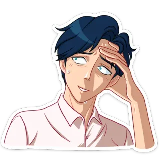 🤨 อนิเมะ, การ์ตูน, ตัวละคร, กังวล, เหงื่อ, หงุดหงิด whatsapp sticker