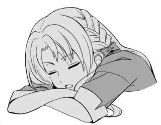 😴 dormindo, anime, menina, cansada, descansando whatsapp sticker
