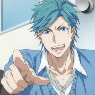 ☝ anime, personagem, cabelo azul, masculino telegram sticker