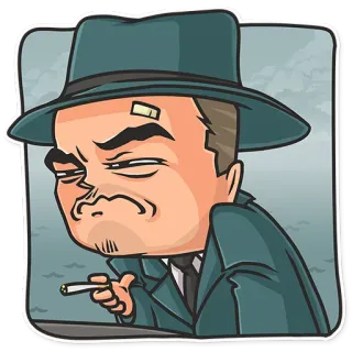😒 người đàn ông, mũ, thuốc lá, phim hoạt hình, mafia, fedora telegram sticker