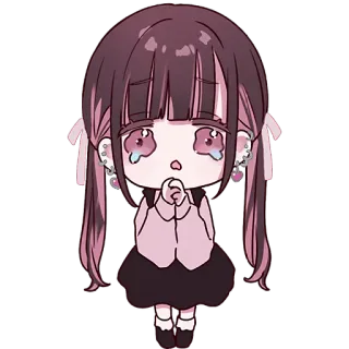🥹 Anime, Chibi, Meisje, Huilend, Verdrietig, Kawaii, Schattig telegram sticker