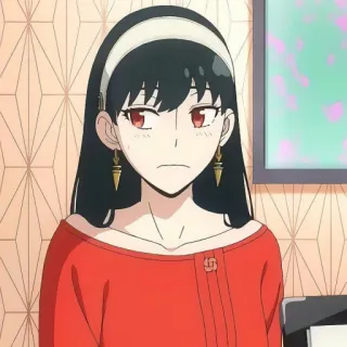 😒 Yor Forger Spy x Family yor forger, spy x family, anime, femme, cheveux noirs, yeux rouges telegram sticker