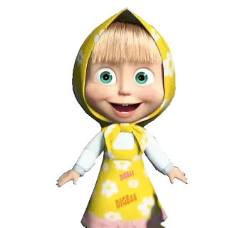😃 Masha Masha and the Bear DIGAAA
DIGAAA Dibujo animado, Chica, Linda, Amarillo, Delantal, Bufanda telegram sticker