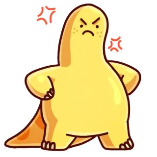 😡 marah, kartun, kuning, karakter, jengkel, dinosaurus telegram sticker