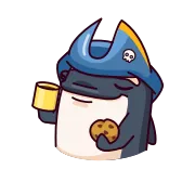 😲 pirate, skull, cookie, hat, animal, cartoon, cute, marshmallow telegram sticker