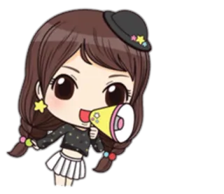 📣 Desenho animado, Menina, MegaFone, Fofo, Alegre, Anime telegram sticker