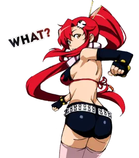 ⁉ Yoko Littner Tengen Toppa Gurren Lagann WHAT? anime, red hair, girl, yoko littner, tengen toppa gurren lagann, bikini, question telegram sticker