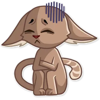 😞 猫, 悲しい, 絵文字, ステッカー, 漫画, 茶色, ネコ telegram sticker