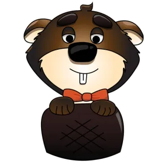 🙃 castor, animal, dessin animé, mammifère, nœud papillon, mignon, rongeur whatsapp sticker