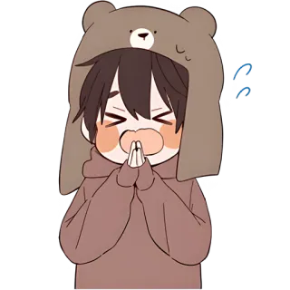 🙏 boy, bear, anime, cartoon, cute, kawaii telegram sticker