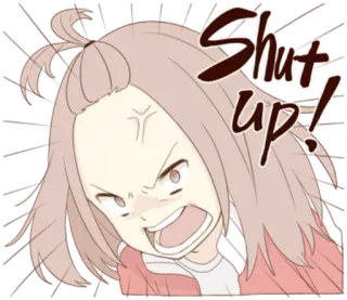 😡 Shut up! Anime, Sticker, Urlo, Arrabbiato, Ragazza, Espressione, Taci telegram sticker