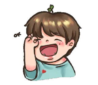 👌 Desenho animado, Menino, Chorando, Triste, Emoções, Ilustração, Personagem whatsapp sticker