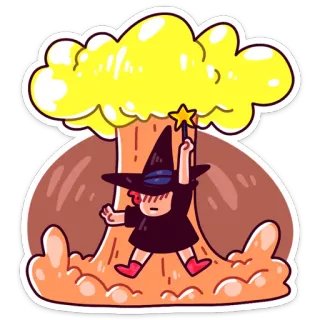 💥 bruja, nube de hongo, explosión, magia, dibujos animados, fantasía telegram sticker