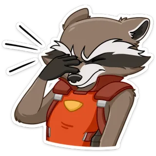 🤦‍♂ Rocket Raccoon rakun, facepalm, roket, marvel, guardians of the galaxy, lucu, kecewa telegram sticker