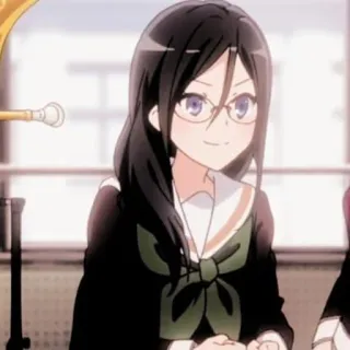 💗 anime, girl, glasses, brunette, portrait, character whatsapp sticker