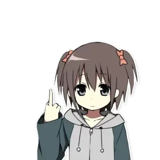 🖕 anime girl, middle finger, offensive gesture, cartoon, sticker telegram sticker