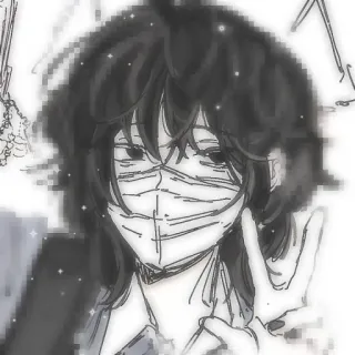 🖤 Аниме, Манга, Мультфильм, Иллюстрация, Персонаж, Знак мира telegram sticker