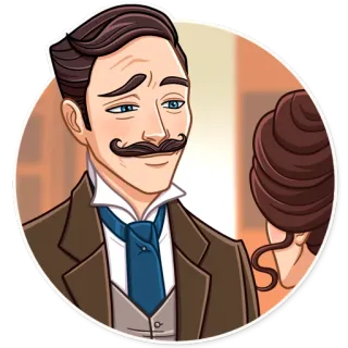 😑 Mann, Schnurrbart, Cartoon, Porträt, Männlich, Stil whatsapp sticker