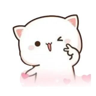 ✌ kucing, lucu, binatang, stiker, kawaii, kedipan, cinta, hati telegram sticker