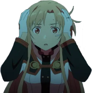 😱 Asuna Sword Art Online Anime, Feminino, Personagem, Sword Art Online, Asuna, Preocupada, Assustada telegram sticker