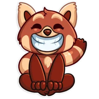 😁 Panda rojo, Animal, Dibujo animado, Lindo, Feliz, Saludando whatsapp sticker