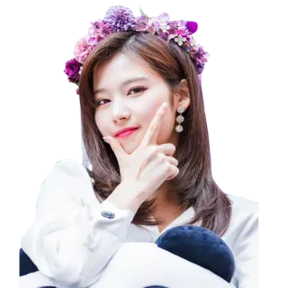 🤔 wanita, mahkota bunga, potret, imut, orang, perempuan telegram sticker