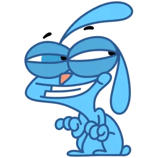 😏 Dibujo animado, Azul, Conejo, Personaje, Divertido, Animal telegram sticker