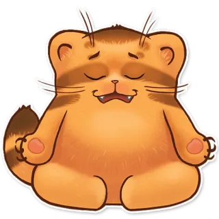 😌 cat, meditation, yoga, orange, cartoon, cute whatsapp sticker