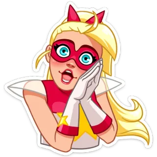 😍 super-herói, desenho animado, mulher, máscara, loira, adesivo telegram sticker