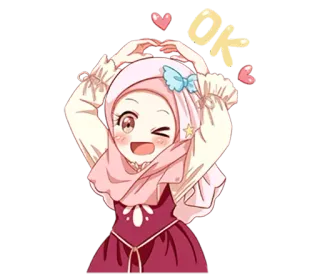 😉 OK Anime Mädchen, Hijab, Kawaii, Muslim, Islam telegram sticker