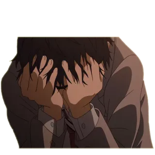 🤦 triste, depresso, arrabbiato, pianto, anime, manga telegram sticker