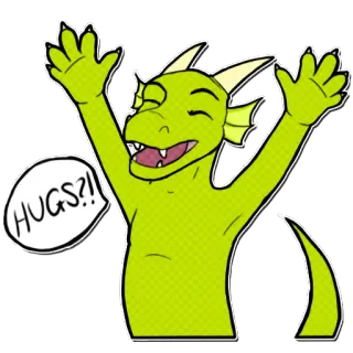 👐 HUGS?! дракон, объятия, мультфильм, дружелюбный, милый, иллюстрация telegram sticker