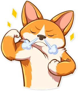 💪 corgi, perro, enfermo, enojado, agotado, dibujo animado, animal whatsapp sticker