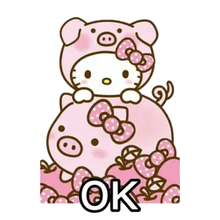😊 Hello Kitty OK hello kitty, babi, imut, stiker, ok telegram sticker