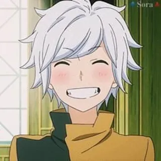 🗻 Bell Cranel Is It Wrong to Try to Pick Up Girls in a Dungeon? Anime, Personaggio, Capelli Bianchi, Sorridendo telegram sticker