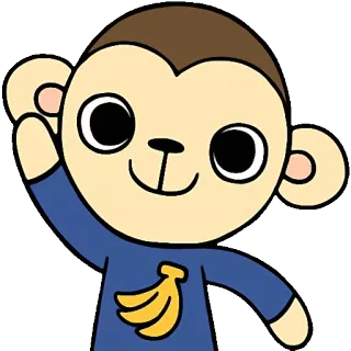 😀 monkey, animal, cartoon, banana, friendly, waving telegram sticker
