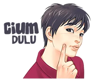 😘 Cium Dulu Anime, Beso, Mejilla, Dibujos animados telegram sticker