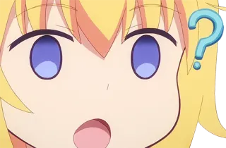 😮 애니메이션, 물음표, 금발 머리, 만화 telegram sticker