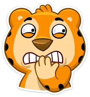 😶 호랑이, 걱정하는, 주황색, 만화, 스티커, 동물 telegram sticker