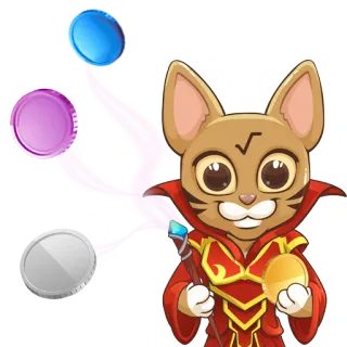 🧙 gato mago, magia, dibujos animados, fantasía, monedas, animal, mago telegram sticker
