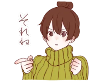 👆 それね anime, pointing, cartoon, japanese, sticker, character whatsapp sticker