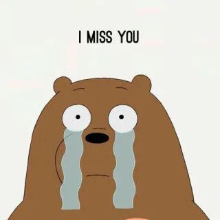 ✨ I MISS YOU oso, dibujos animados, triste, llorando, We Bare Bears, te echo de menos, animación telegram sticker