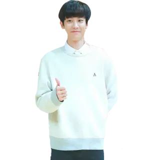 👍 Daumen hoch, Koreanisch, Mann, Lächeln, Promi telegram sticker