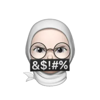 🦴 &$!#% zensiert, fluchen, beleidigend, emoji, sticker, gesicht, frau, hidschab telegram sticker